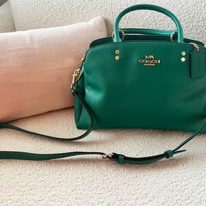 Coach Green Leather Satchel Crossbody Bag | Gold Hardware | Excellent Condition